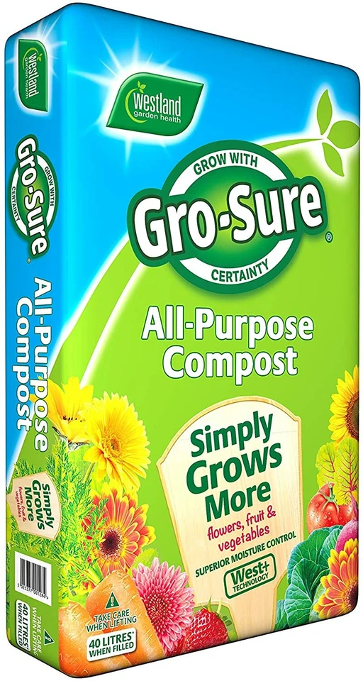 Westland Gro-Sure All Purpose Compost 40L 4 Months Feed Pots Garden Plant Soil