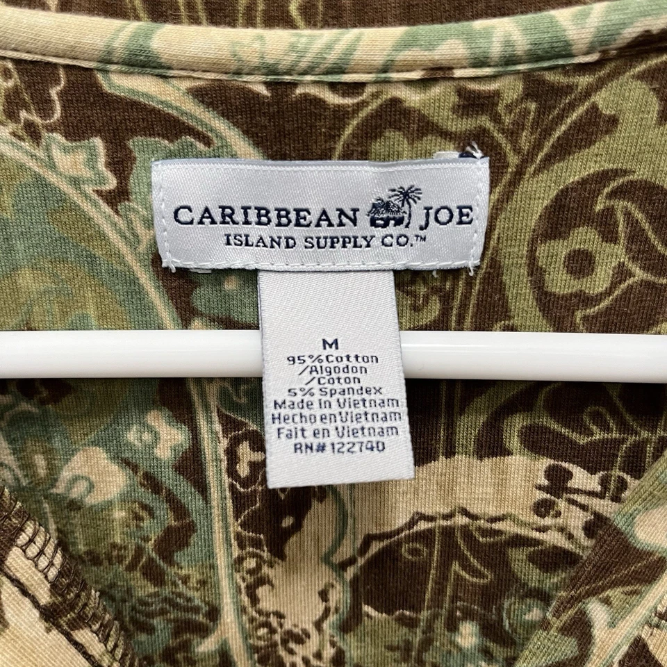 Caribbean Joe | Top de manga corta verde y marrón cachemir cuello en V mediano floral Foto 3 de 4