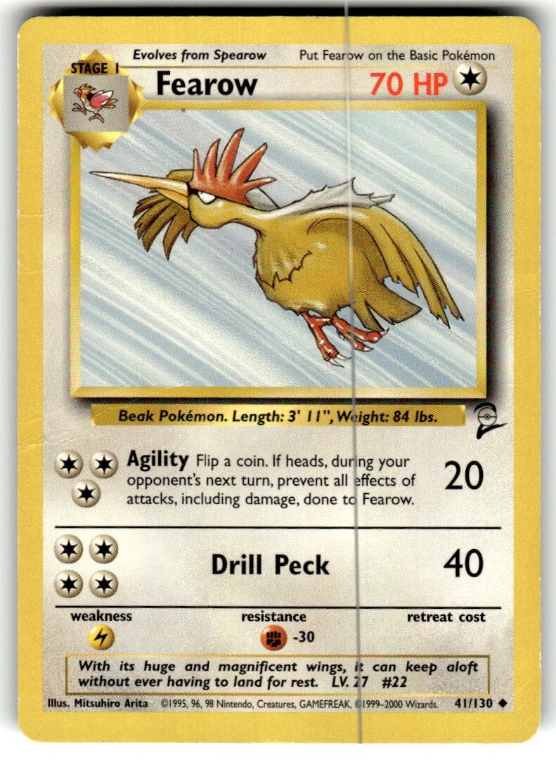 Fearow 41/130 Pokemon Base Set 2 Unlimited Vintage LP
