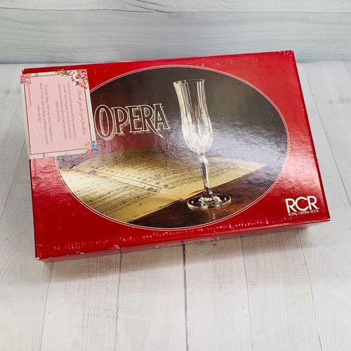 Royal Crystal Rock RCR Italy OPERA Fluted Clear Champagne Glasses Set of 4 Box - Bild 6 von 8