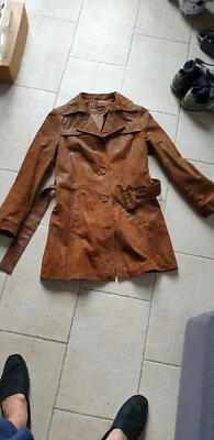 SUPERBE MANTEAU MAC DOUGLAS LEATHER EN CUIR FEMME MAC DE TAILLE 38 PEAU RETOURNE - Photo 1/4