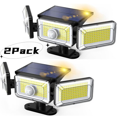 CLAONER 368 LED Solar Wall Light PIR Motion Sensor Outdoor Garden Security Lamp