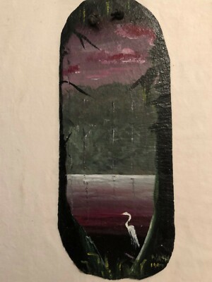175 Year Old Roofing Slate From New Orleans Handpainted-1997 signed
