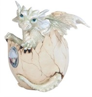4.25 Inch White Baby Dragon In Eggshell With Gem Figurine, New, Free Shipping on sale 4.25 Inch White Baby Dragon In Eggshell With Gem Figurine, New, Free Shipping on sale