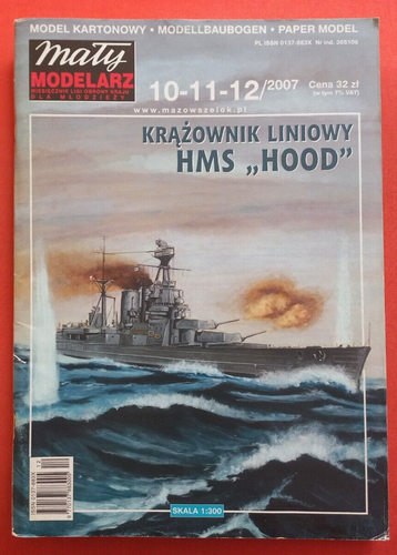 Modellbaubogen Maly Modelarz 10-11-12/2007, Cruiser HMS HOOD in 1:300