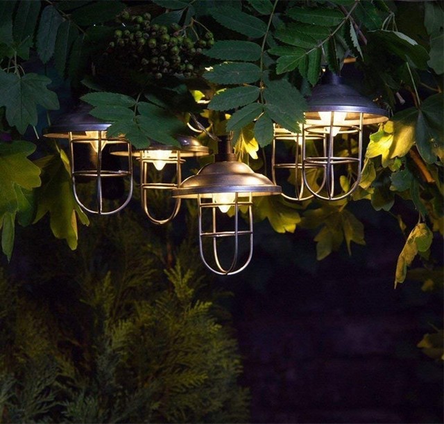 10 X NOMA Solar Galvanised Metal String Garden Fishermans Lantern 