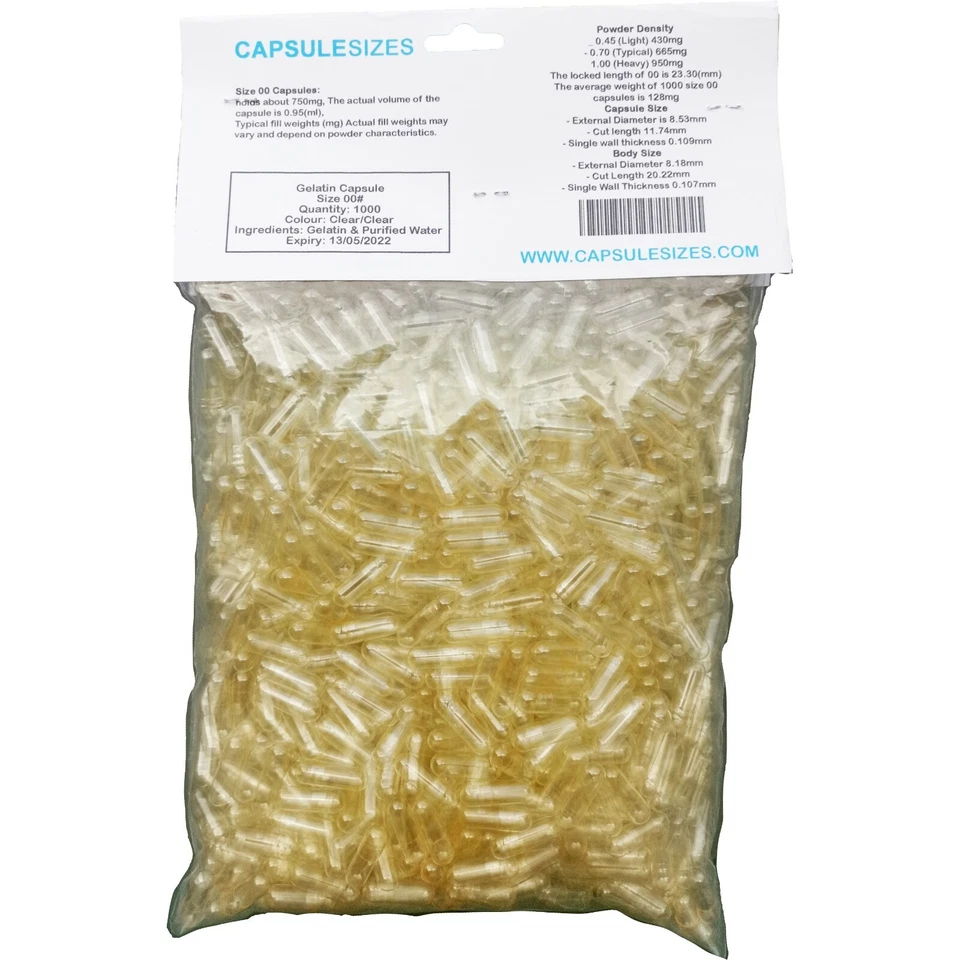 Empty capsules size 000 - 4 gelatin vegetarian Pharmaceutical, Halal, Kosher - Image 2 of 4