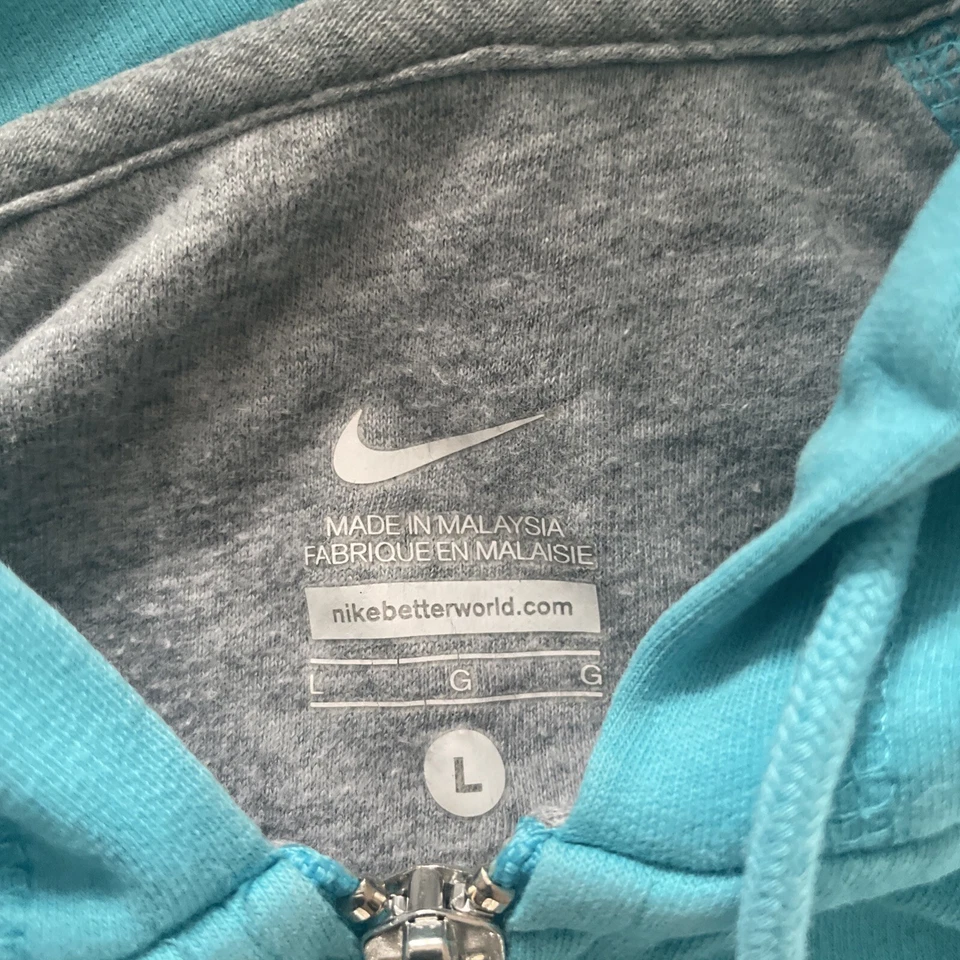 Sudadera con Capucha Nike Cremallera Completa Juvenil Talla Grande Cian Azul Aqua Suéter Logo Foto 3 de 4