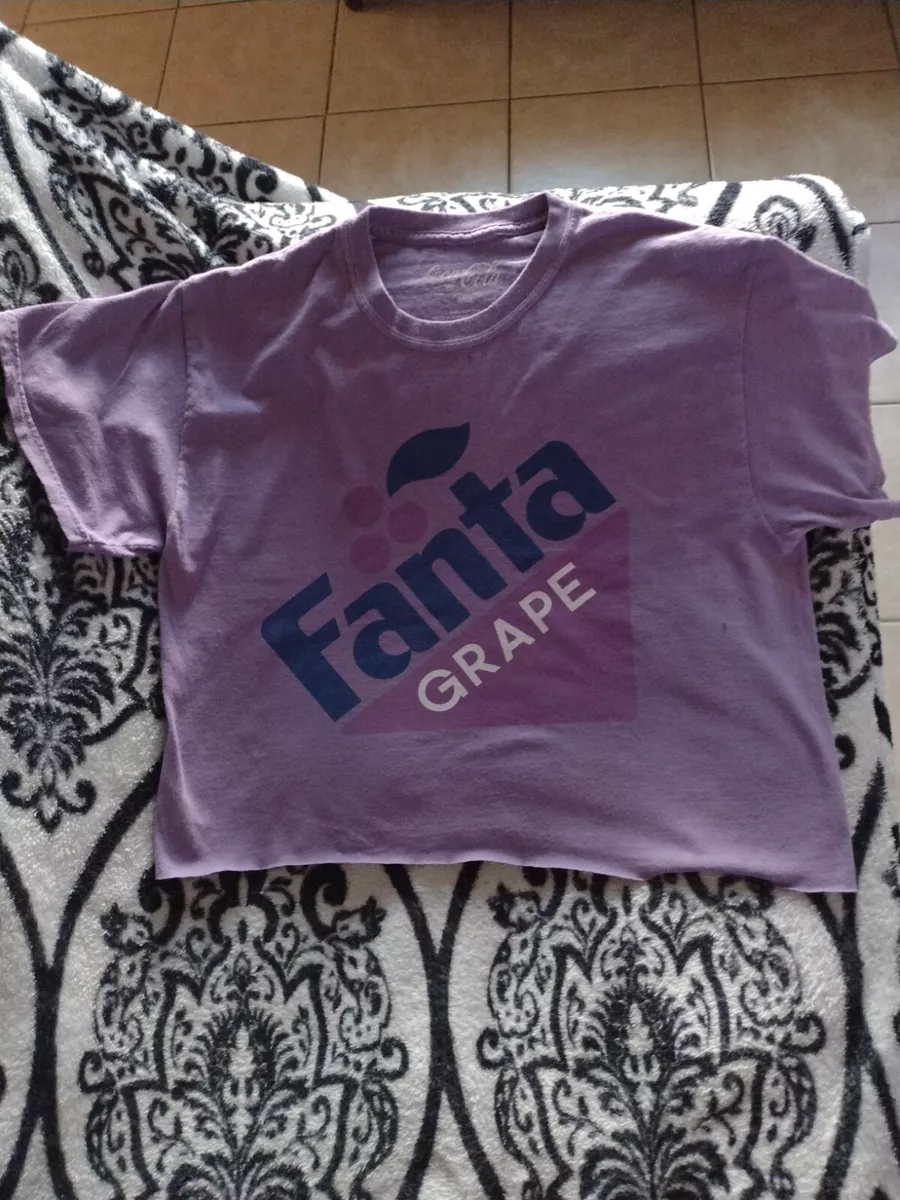 FANTA Novelty Grape Purple Crop T Shirt Coca Cola Brand Size Medium White Stitch