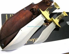 Schrade Uncle Henry Bowie Fixed Blade 2 Pc Set Large 13" &Sml 8.75" Knife UHCOM3