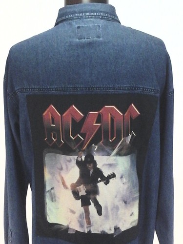 AC/DC Denim Shirt Button Front Angus Young Long Sleeve Mens S New | eBay