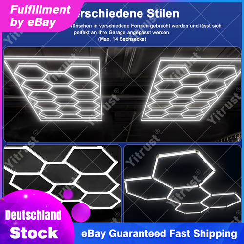 14x Hexagon LED Lampe Röhren Werkstatt Garage Wand Decken Leuchte Beleuchtung DE - Bild 4 von 14
