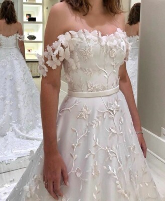white christmas dresses Dreamy 3D Butterfly Tulle A-Line Wedding Dress P2887 – PreppyDress main image 1