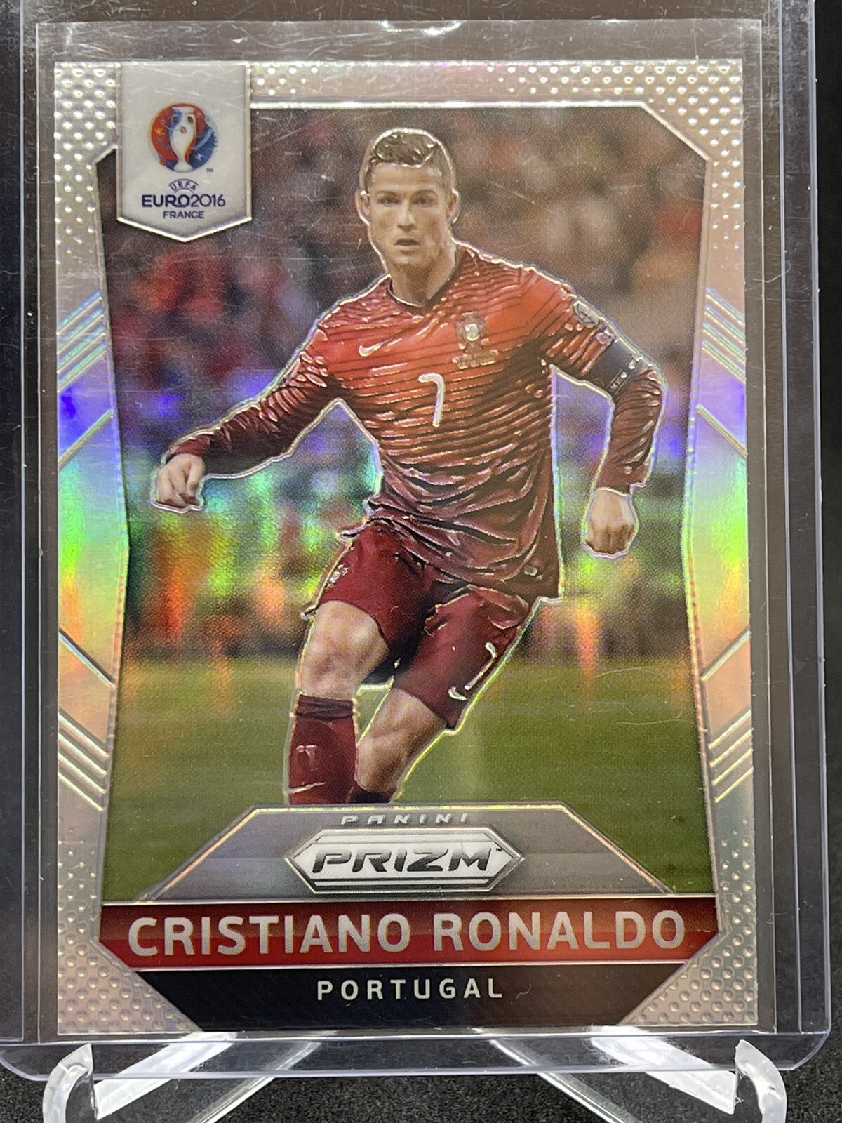 2016 Panini SILVER PRIZM HOLO REFRACTOR #97 Cristiano Ronaldo Soccer Real Madrid