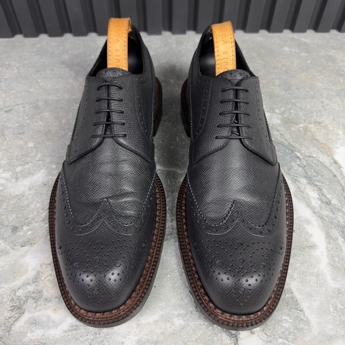 Abito Louis Vuitton Derby stringato grigio pelle taiga 9,5 LV 10,5 US 43,5 EUR - Foto 6 di 24
