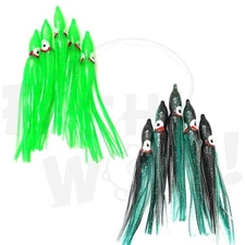 20pcs 4.75" Fishing Squid Skirt Octopus Hoochies Trolling Soft Lure green Dark