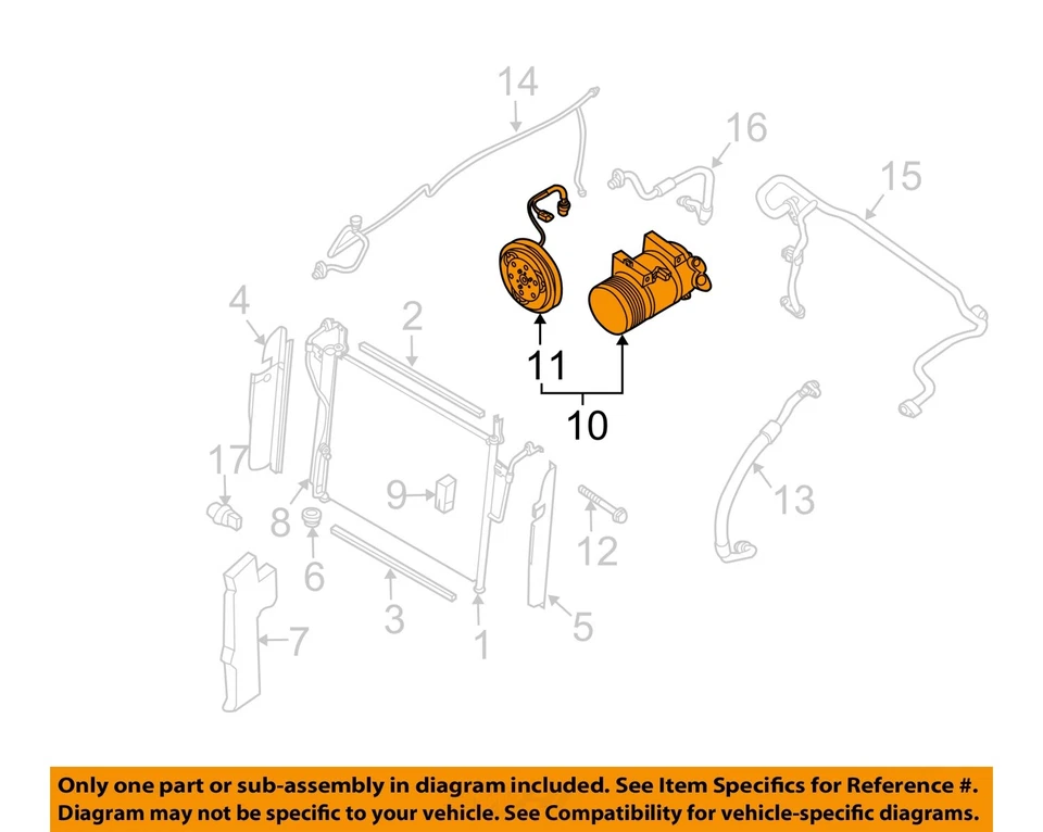Used A/C Compressor fits: 2015 Nissan Titan Grade A Foto 3 de 4