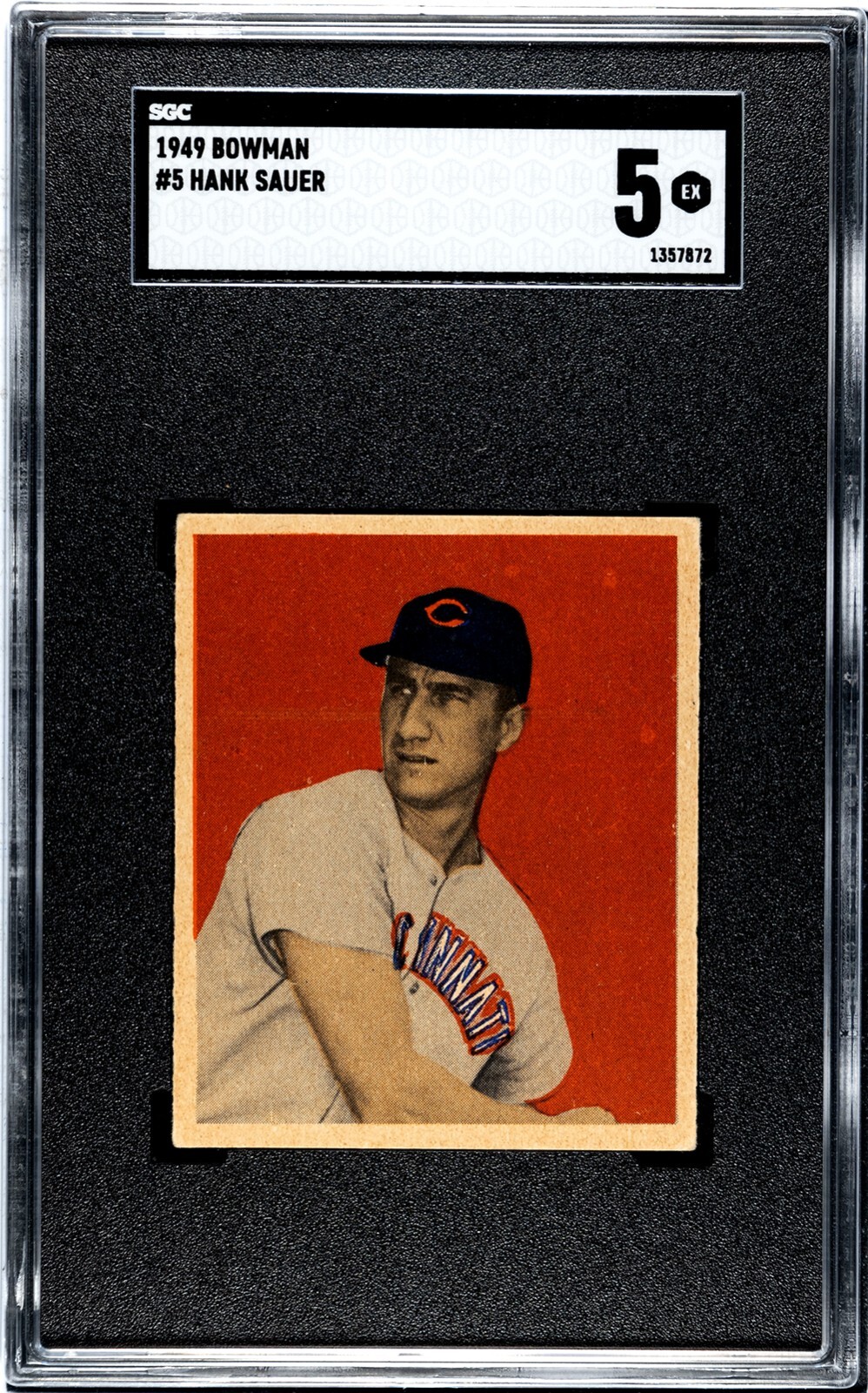Hank Sauer 1949 Bowman Card #5- SGC Graded 5 EX (Cincinnati Reds)