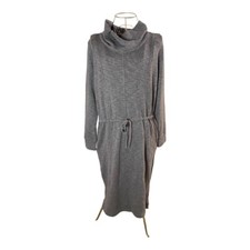 Caslon NWT Cowl Neck Midi Sweater Dress Drawstring Waist Size Small Grey