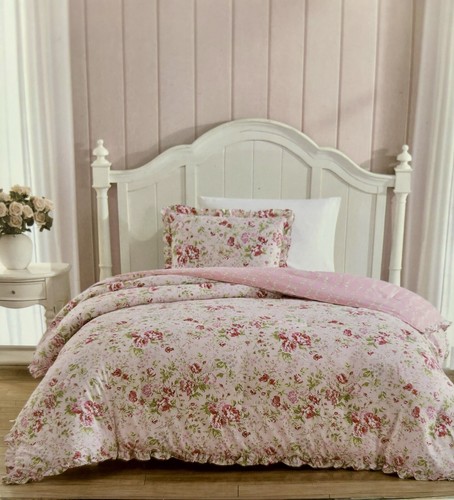 RACHEL ASHWELL SHABBY CHIC COMFORTER SET TWIN XL NWT PINK FLORAL MICROFIBER - Picture 1 of 12