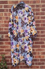 Reclaimed Vintage Asos Lilac Purple Kimono Maxi Long Floral Orange Jacket L