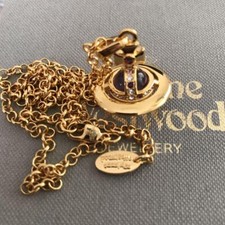 Vivienne Westwood Necklace Tiny Orb Gold Purple NO BOX EJ262