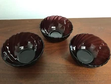 Duralex Rivage Amethyst Purple Swirl (3) Dessert Bowls Set by Bormioli Rocco