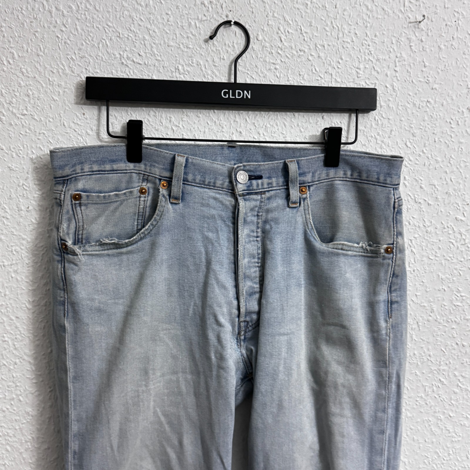 Levi's Premium 501 Original Fit Button Fly Jeans - Light Wash (W32 L32) image 3