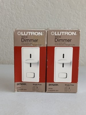LUTRON Skylark 600w Single Pole Preset Dimmer White S-600PR-WH Lot of 2 NOS