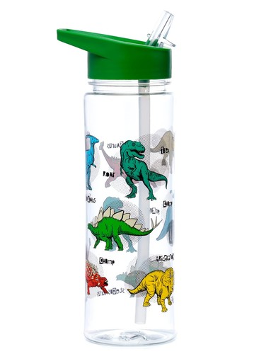 Kids School Water Bottle Dinosaur 550ml Flip Straw Shatterproof Reusable Bottle