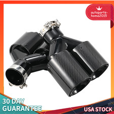 Exhaust For BMW Dual Twin Outlet Tip Pipe 63MM In 101MM Out Carbon Fiber Style