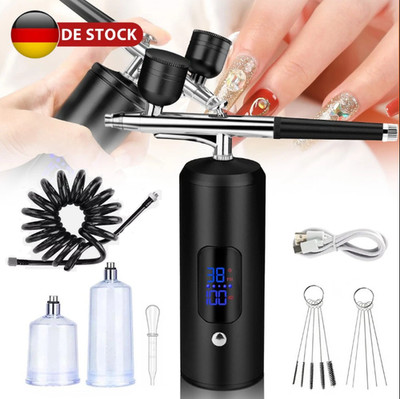 Tragbares Airbrush Set Spritzpistole mit Kompressor Mini Kabellose Air Brush