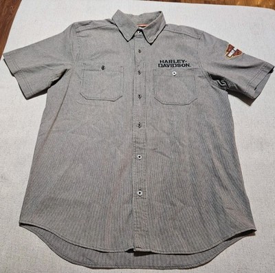 Harley Davidson H-D Performance Button Up Shirt Men's Large Patches Lined Vented