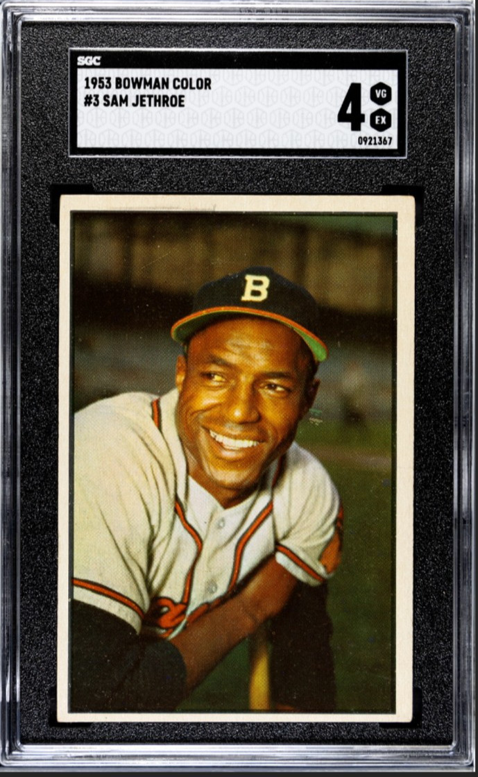 1953 Bowman Color #3 Sam Jethroe SGC 4 VG-EX
