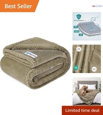 Reversible Sherpa Fleece Dog Blanket - 80x60 Waterproof Protection for Furniture