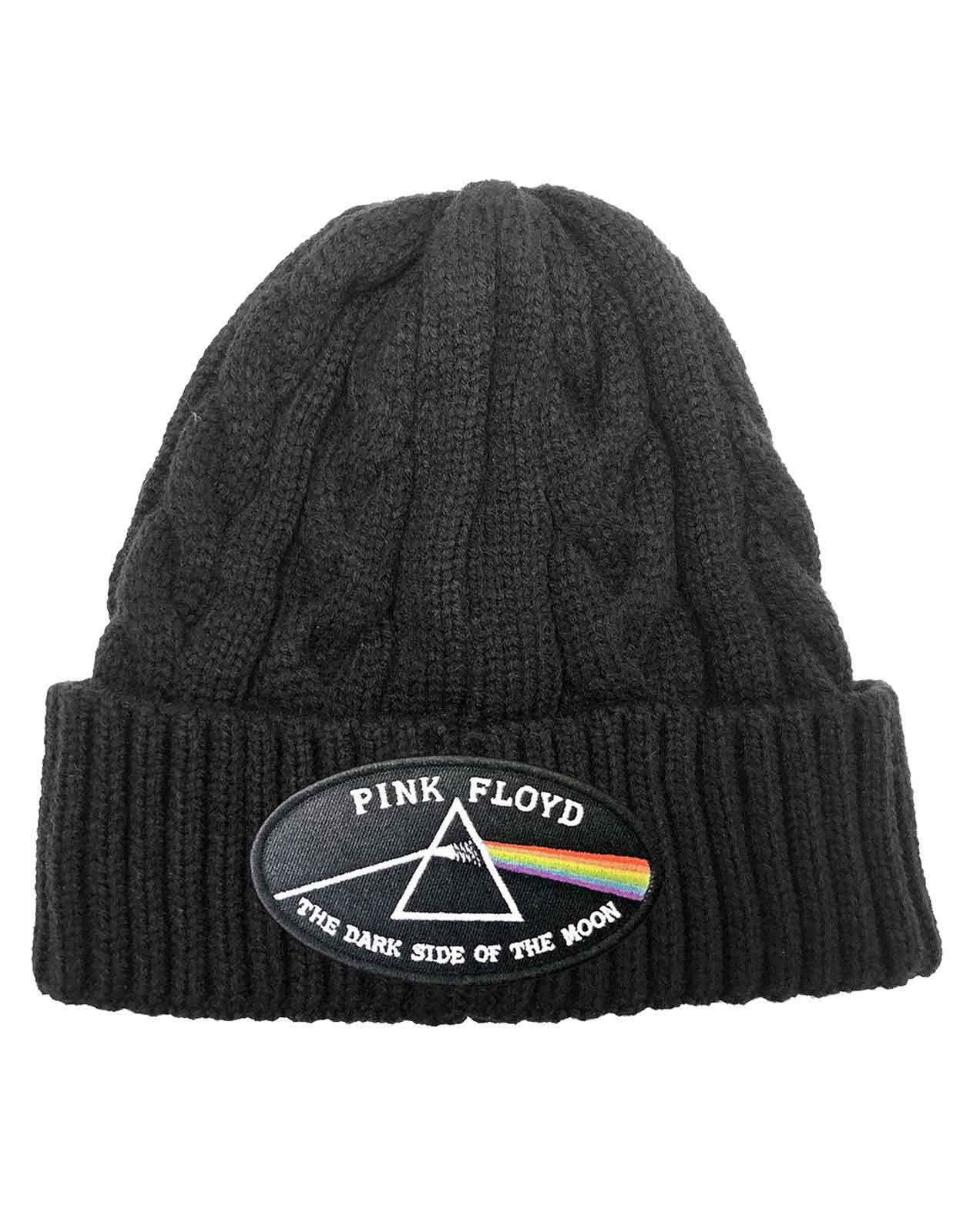 Official Pink Floyd Dark Side Of The Moon Beanie Black Cable Knit Hat