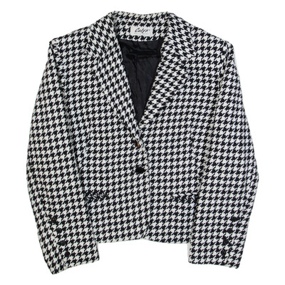 Vintage CALYX Damen Blazer Jacke Schwarze Wolle 90er Jahre Hahnentritt M