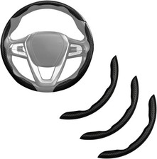 Nappa Leather Car Steering Wheel Cover for Men Women, Ultra-Thin Non-Slip Black
