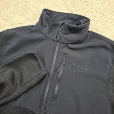 Reebok Mens Sweatshirt Full Zip Fleece Pockets Logo Activewear Size Medium
