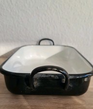 Vintage : Alte  Emaille Auflaufform , schwarz, mit Griffen, 50er Jahre