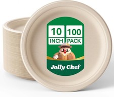 Compostable Heavy Duty 10 Inch 100 Pack Eco-Friendly Disposable Paper Plate