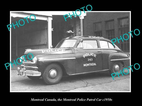OLD LARGE HISTORIC PHOTO OF MONTREAL CANADA THE POLICE DEPARTMENT CAR c1950