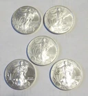 LOT of 5--1 oz American Silver Eagles   BU Condition-Dates, my choice plus BONUS