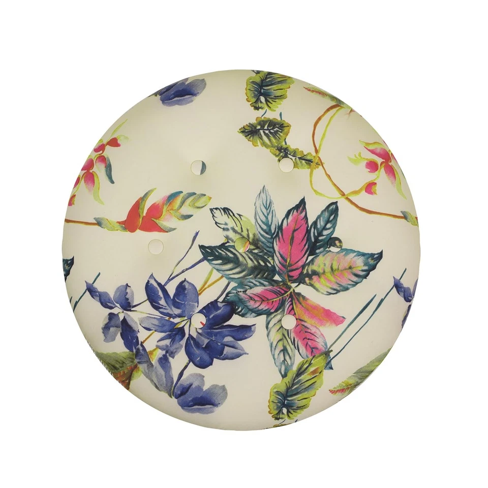 Banco otomano floral tropical beige 24x24x16 pulgadas asiento de algodón con adornos Foto 4 de 4