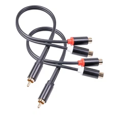 2Pack RCA Stereo Audio Cable, Y Adapter 8 Inches, 1 RCA Male to 2 RCA Female, 24