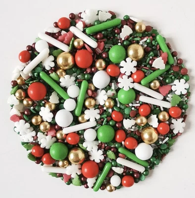 PASTEL CAKES SPRINKLES Cake Sprinkles Christmas GOLD Red Green White Xmas Cupcakes Holiday Cake Topper