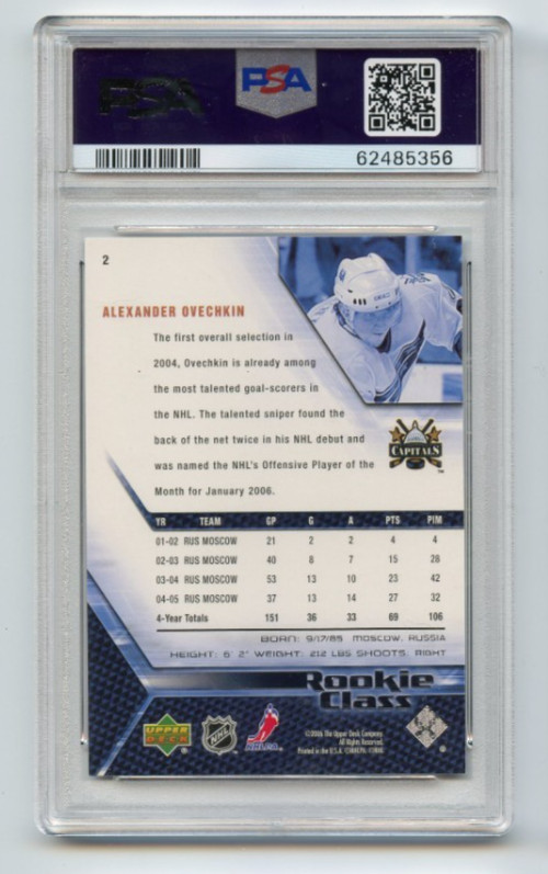 2005 Upper Deck Rookie Class #2 Alexander Ovechkin Rookie RC PSA 9 view 2