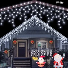 Solar Waterproof Christmas Icicle Lights - 8 Modes for Outdoor Decor