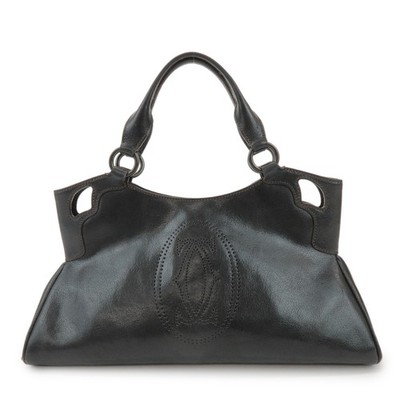 Cartier Marcello de Cartier Leather Hand Bag Tote Bag Black Authentic Used F/S