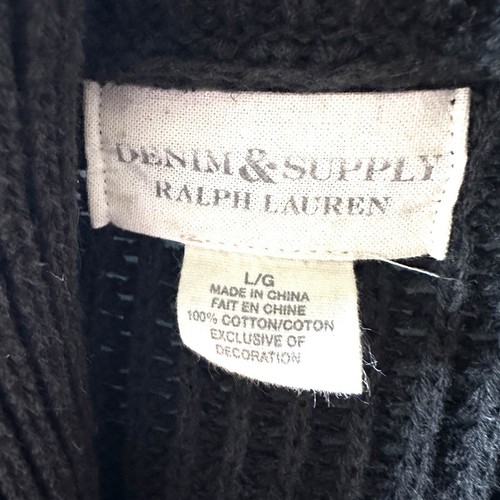 Ralph Lauren Denim & Supply L Large Cardigan Cable Knit Shawl Sweater Black - Picture 5 of 11